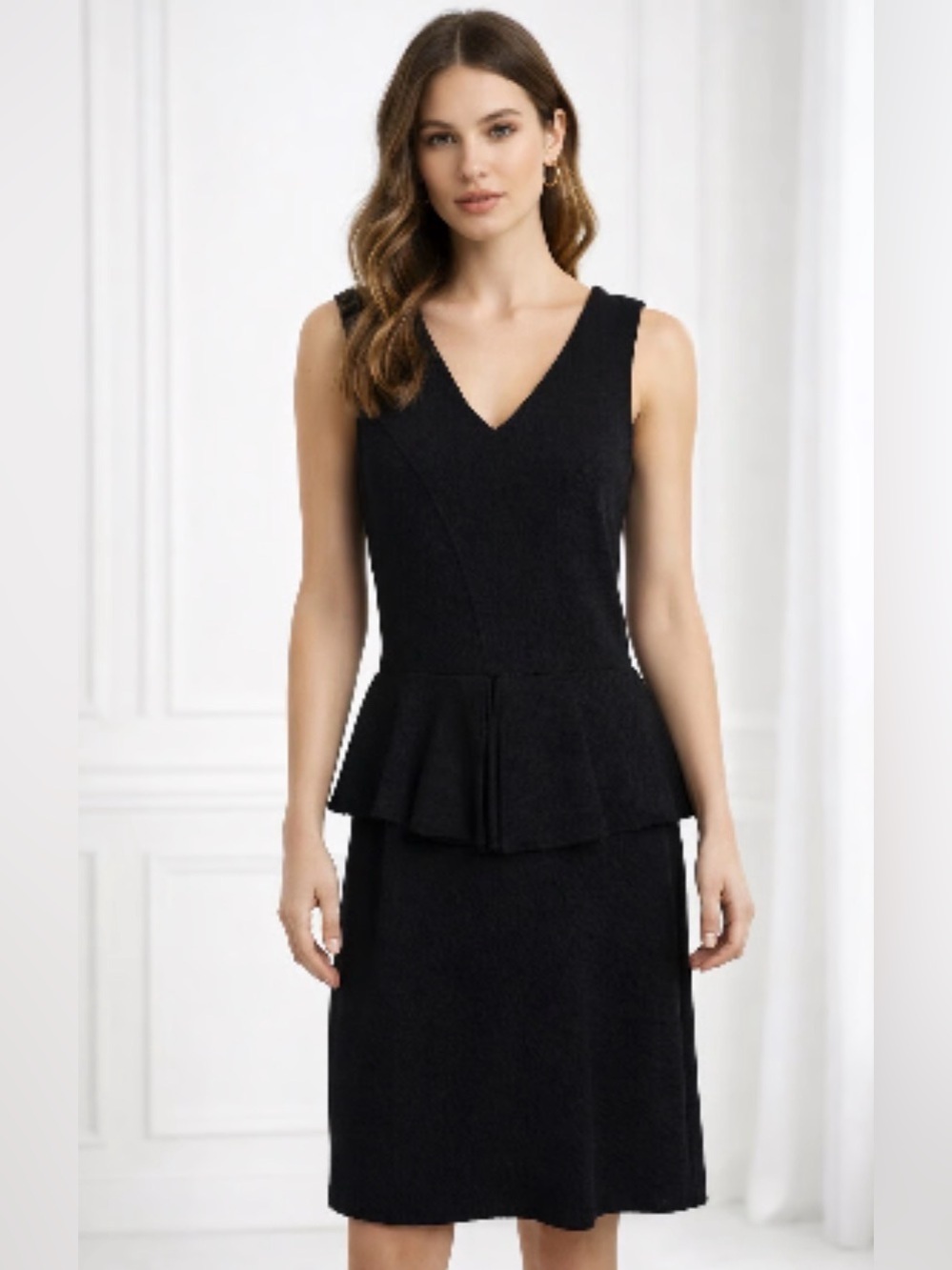 GANNI, XS, Miss Marple / Eleanor Peplum Dress in classic black